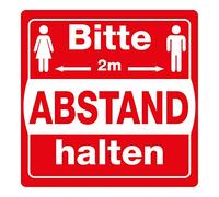 Panneau de signalisation/marquage au sol comme système de guidage « Bitte 2.0 Meter Abstand halten » (30 x 30 cm) antidérapant - Panneau de sécurité