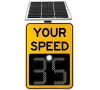 Panneau de signalisation, Panneau de limitation de Vitesse Radar Solaire - Affichage LED, détecteur de limitation de Vitesse avec kit d'installation Complet - Jaune, 61 x 89 cm pour Une sécu
