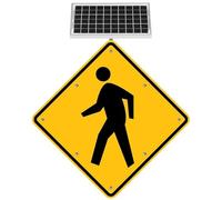 Panneau de signalisation, Passage piéton à Del 24"/30" - Panneau de signalisation réfléchissant en Aluminium pour la sécurité des piétons, Panneau de signalisation métallique Clignotant, vis