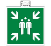 Exacompta Panneau adhésif Point de rassemblement antidérapant résistant aux UV 20x20 cm Vert/Blanc