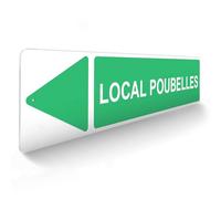 Panneau de signalisation pour camping "LOCAL POUBELLES Gauche" - 48 x 10 cm - Vert