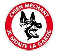Panneau de Signalisation PVC 1 mm. Panneau Interdiction. Panneau Parking, Panneau d'information PVC. Taille au choi - Diamètre 200 mm - Chien méchant je monte la garde -