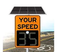 Panneau de signalisation radar solaire, panneau de limitation de vitesse à affichage LED pour les universités, les parcs industriels et autres routes avec limitations de vitesse,20''×27''-Orange