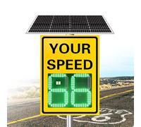 Panneau de signalisation radar solaire, panneau de limitation de vitesse à affichage LED pour les universités, les parcs industriels et autres routes avec limitations de vitesse,24''×35‘’-Yellow