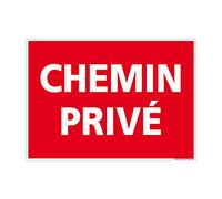 Panneau de Signalisation Rectangulaire Chemin Privé - Interdiction sur Voies Privées - Fond Rouge, Accès Interdit au Public - 250 x 180 mm