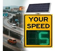 Panneau de signalisation routière, Panneau de limitation de Vitesse Radar Solaire à LED amélioré - Indicateur de Vitesse Clignotant Haute luminosité avec Affichage à 2 Chiffres pour Une sécu