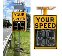 Panneau de signalisation routière, Panneau Radar de limitation de Vitesse à énergie Solaire, 50 x 70 cm / 61 x 89 cm, Jaune Vif, Affichage de sécurité routière avec Accessoires pour Une sécu