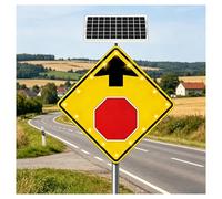 Panneau de signalisation solaire à LED de 24 pouces, panneau d'avertissement à cadre métallique robuste à Membrane à haute résistance de qualité technique(24")