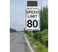 Panneau De Signalisation Solaire Avec Radar De Vitesse 18 X 24 Pouces Écran LED Affichant 10 À 95 Mi/h Alerte Clignotante Pour Ralentir Aluminium Résistant Aux Intempéries(Speed Limit 80 Mph)