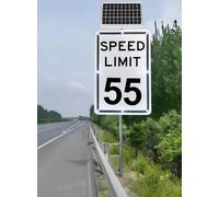 Panneau De Signalisation Solaire Avec Radar De Vitesse 18 X 24 Pouces Écran LED Affichant 10 À 95 Mi/h Alerte Clignotante Pour Ralentir Aluminium Résistant Aux Intempéries(Speed Limit 55 Mph)