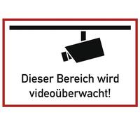 Panneau de signalisation vidéo surveillé L300xl200mm blanc noir Ku.