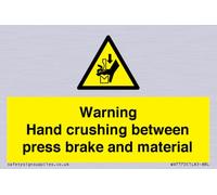 Panneau de signalisation « Warning Hand Crushing between press brake and material » - 75 x 50 mm - A8L