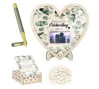 Panneau de signature de mariage | Décoration romantique en forme de cœur | Centre de table de bureau en bois pour les fêtes et les cérémonies en plein air