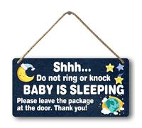 Panneau de sonnette « Baby Sleeping » pour porte d'entrée « Please Do Not Knock Or Ring » - Panneau en bois « Do Not Knock » - Panneau « Do Not Knock » - Grand pour porche Don'T Touch My Baby - 30,5 x