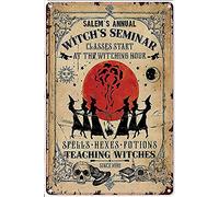Panneau de sorcière pour le séminaire annuel des sorcières de Salem - Décoration vintage chic en métal - Décoration murale - Cadeau pour femme - 20,3 x 30,5 cm