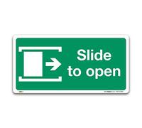Panneau de sortie d'incendie en plastique ou en vinyle avec inscription « Slide to open right » (autocollant en vinyle, 200 x 100 mm)