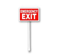 Panneau de sortie d'urgence avec piquet 20,3 x 30,5 cm pour décoration de pelouse, cour, jardin, facile à installer, utilisation en extérieur