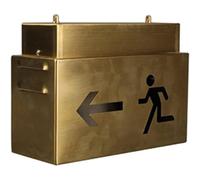 Panneau de sortie LED en métal avec flèche de direction, lumières de sortie de secours, style industriel rétro, boîte à lumière en acier inoxydable pour bureau, entrepôt, école, sécurité