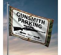 Panneau de stationnement Man Cave Rules Gunsmith avec message raciste - Décoration de chambre pour homme (30 x 45 cm)