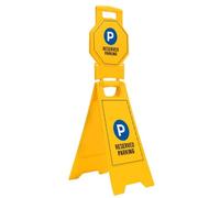 Panneau de stationnement réservé - Jaune | Panneau de sol en plastique avec double panneau d'avertissement | Panneau de sol pliable pour stationnement privé | Panneau d'avertissement de sol autonome