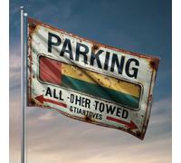 Panneau de stationnement rouillé avec rayures colorées et flèches pour bar de sport, drapeaux amusants (30 x 45 cm)