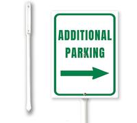 Panneau de stationnement supplémentaire avec flèche droite avec piquet en aluminium, 11,7 x 15,2 cm, facile à installer