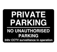 Panneau de surveillance CCTV « Private Parking No Unauthorised Parking » 24 heures