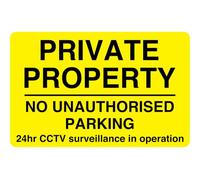 Panneau de surveillance CCTV « Private Property No Unauthorised Parking » 24 heures