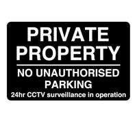 Panneau de surveillance CCTV « Private Property No Unauthorised Parking » 24 heures