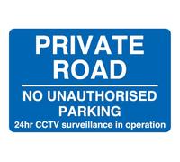 Panneau de surveillance « Private Road No Unauthorised Parking » 24 heures