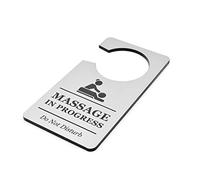 Panneau de suspension en acrylique argenté « Massage in Progress Do Not Disturb » - Idéal pour les salons de beauté, les spas, les cliniques