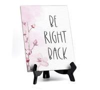 Panneau de table Be Right Back avec chevalet et motif floral de vigne (15,2 x 20,3 cm)