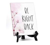 Panneau de table Be Right Back avec chevalet, motif vigne florale (15,2 x 20,3 cm)