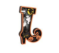 Panneau de table d'Halloween en bois avec lumières LED en forme de citrouille - Décoration de table d'Halloween - Panneau LED pour tour de cou ou fête d'Halloween, dîner, table basse - KzW748 (C, 22 x