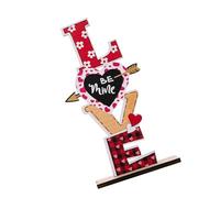 Panneau de table en bois avec inscription « Love Kiss » avec figurine de nains pour la Saint-Valentin ou la maison, décoration d'étagères, cadeau de couple