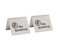 Panneau de Table sans fumée en acier inoxydable, Durable, Double face, panneau d'interdiction de fumer pour hôtels, restaurants, bureaux, 2 pièces, 5.3x5.3x6.1cm