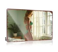 Panneau de terrasse amusant Sunlit Serenity: A Woman In Green Lingerie By The Window - Panneau en métal pour caverne d'homme (30 x 40 cm)
