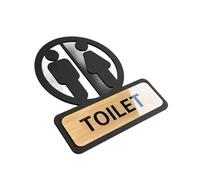 Panneau de toilette auto-adhésif, signalisation salle bains, panneau rappel toilettes, Plaque suspendue for entreprise commerciale, bureau, mur porte publique Signe Toilette(1)