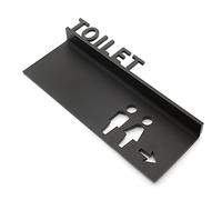 Panneau de toilette for hommes et femmes avec flèche, icônes en relief 3D, panneau de porte de salle de bain for bureau et Restaurant, noir, 1 pièce(30x15cm)
