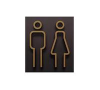 Panneau de toilettes 3D en acrylique, unisexe, noir et doré, montage facile sur porte for hôtels chambres d'hôtes, matière plastique, 1 pièce(Color-3)