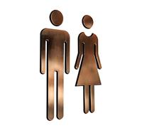Panneau de toilettes autocollant pour toilettes - Plaque de signalisation homme femme bronze acrylique WC mural