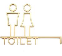 Panneau de toilettes en aluminium brossé - Panneau de toilettes avec flèche for toilettes, salle de bain, guide directionnel, signalisation(Gold)