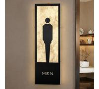 Panneau De Toilettes LED Pour Porte, Décoration Murale De Salle De Bain, Signalisation De Toilettes Éclairée Au Néon Avec Texture En Papier. Plaque WC Rétroéclairée Pour Maison, Bar