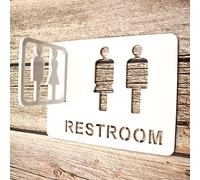 Panneau de toilettes, Panneau de toilettes, panneau porte salle bain for hommes et femmes, combinaison noire 8 4 pouces, en acrylique for (blanc)(Wit)