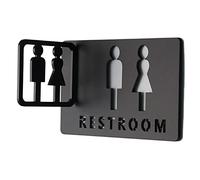 Panneau de toilettes, Panneau de toilettes, panneau porte salle bain for hommes et femmes, combinaison noire 8 4 pouces, en acrylique for (blanc)(Black)
