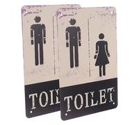 Panneau de Toilettes Signalétique Murale en Métal 2 Pièces, Rétro | Usage Intérieur pour Restaurants et Lieux Publics, Finition Élégante, Bords Lisses, Éclat Solide