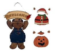 Panneau de vacances en bois - Ensemble de décoration de porche 3 pièces, souvenir de Noël avec vêtements, présentoir de porte festive | Manteau de cheminée d'entrée familiale, jardin, cour, décoration