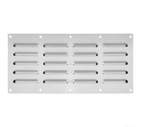 Panneau de ventilation en acier inoxydable pour grille de cuisine extérieure, 20 aérations, couvercle décoratif de flux d'air, persienne en métal argenté avec taille de coupe de 38 x 16,5 cm