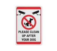 Panneau de vidéosurveillance en aluminium « Please Clean Up After Your Dog » - 30,5 x 20,3 cm - Trous pré-percés pour un montage facile en intérieur ou en extérieur - Pour porte de clôture ou portail