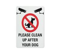 Panneau de vidéosurveillance en aluminium réfléchissant « Please Clean Up After Your Dog » - 30,5 x 20,3 cm - Protection UV - Imperméable - Résistant aux intempéries et à la décoloration - 4 trous